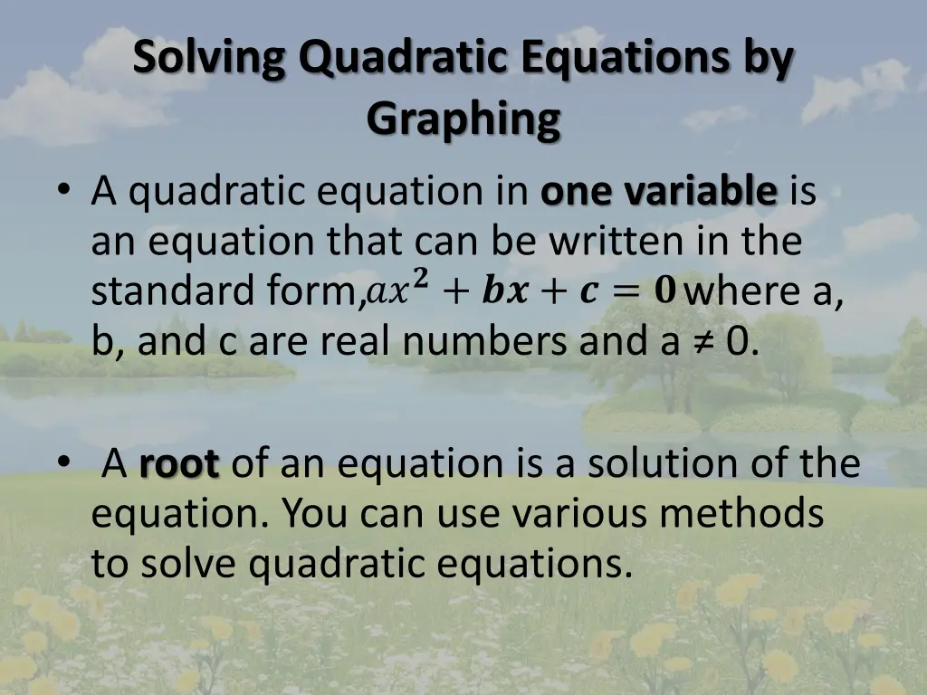 solving quadratic equations by graphing