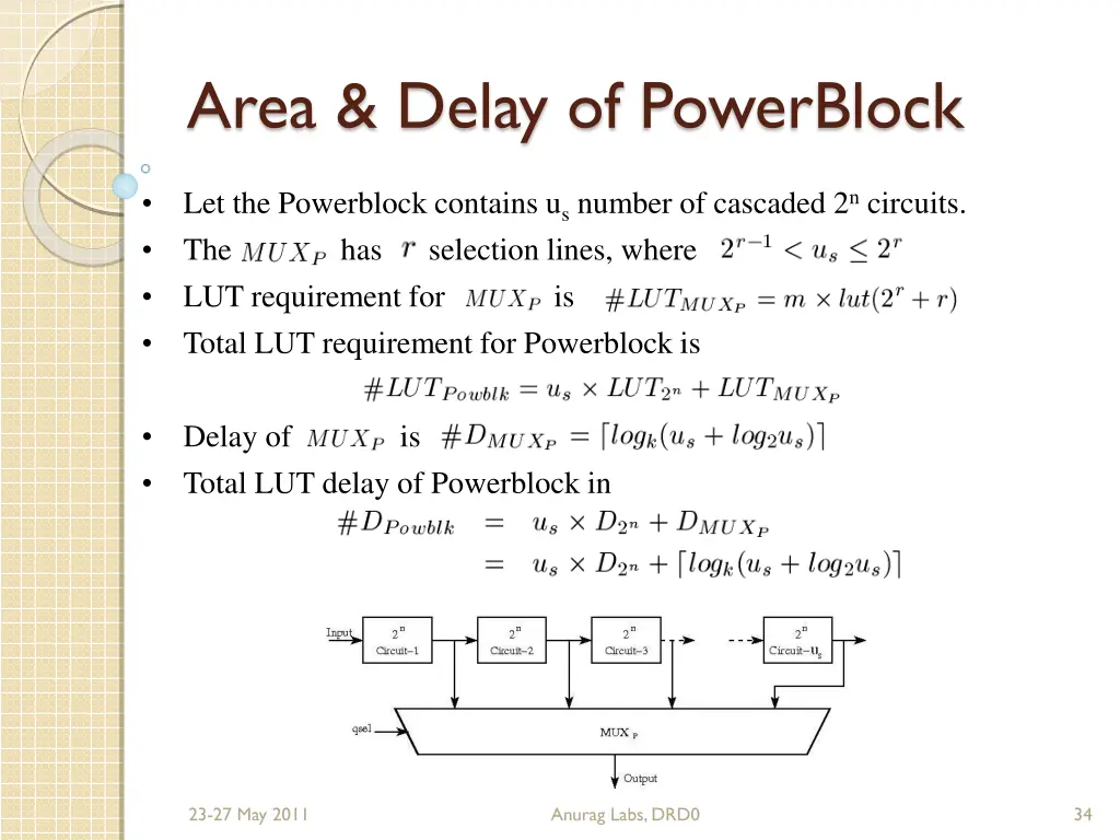 area delay of powerblock