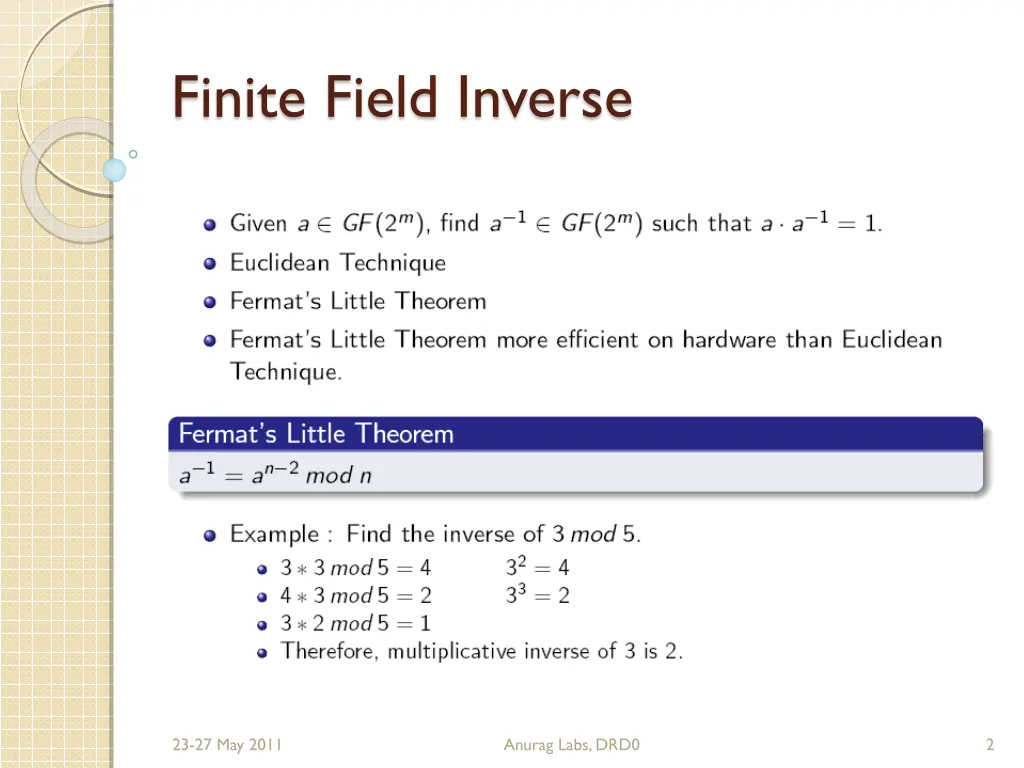 finite field inverse