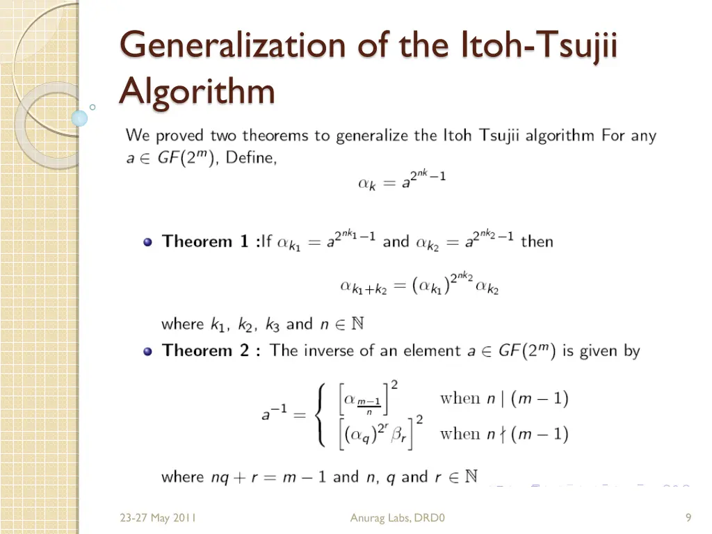 generalization of the itoh tsujii algorithm