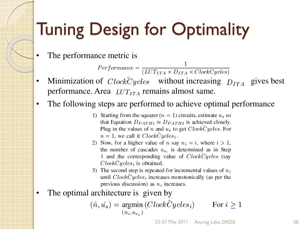 tuning design for optimality