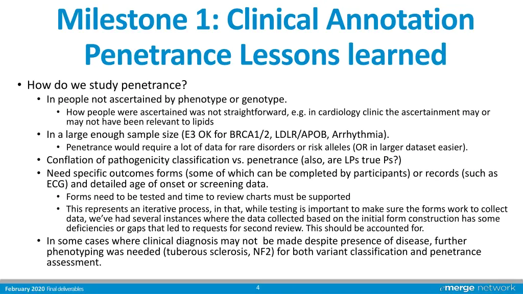 milestone 1 clinical annotation penetrance