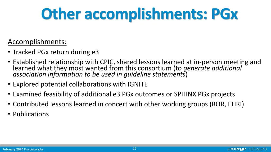 other accomplishments pgx