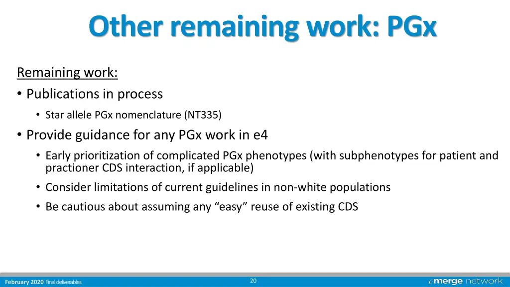 other remaining work pgx
