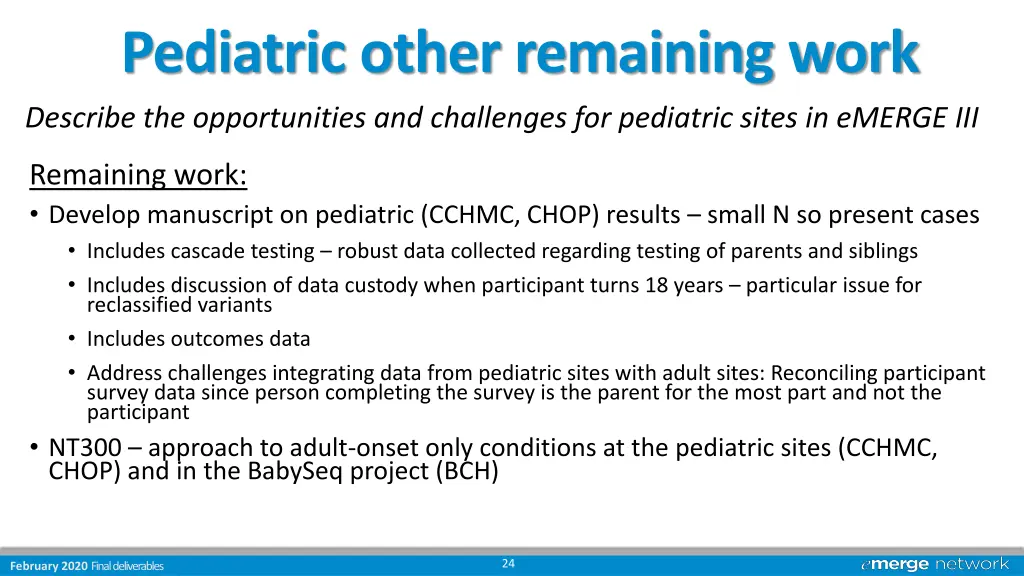 pediatric other remaining work describe