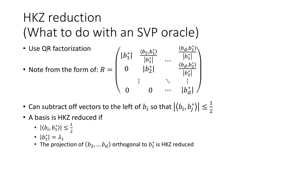 hkz reduction what to do with an svp oracle