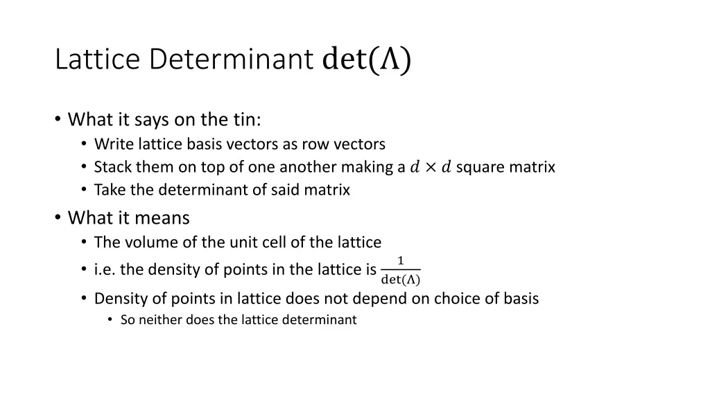 lattice determinant det