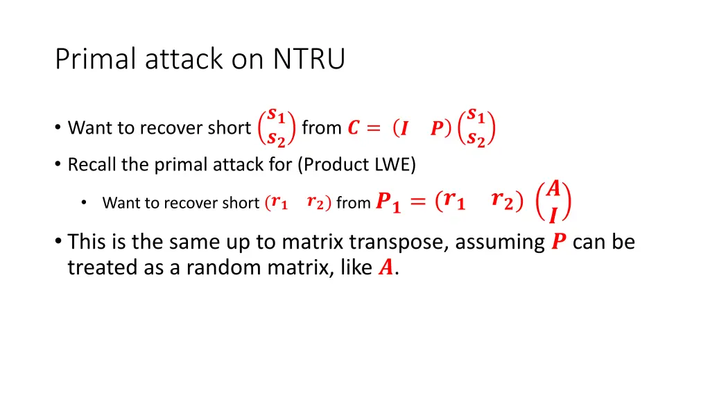 primal attack on ntru