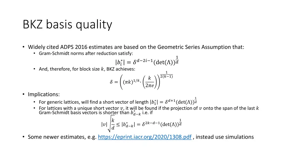 bkz basis quality