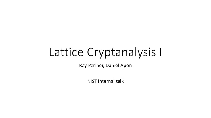 lattice cryptanalysis i