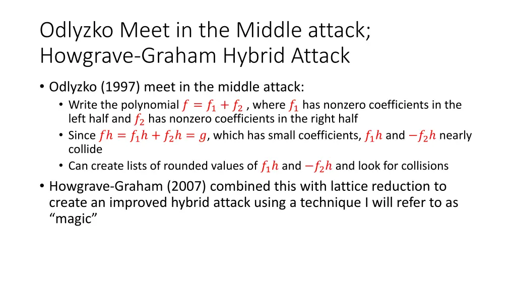 odlyzko meet in the middle attack howgrave graham