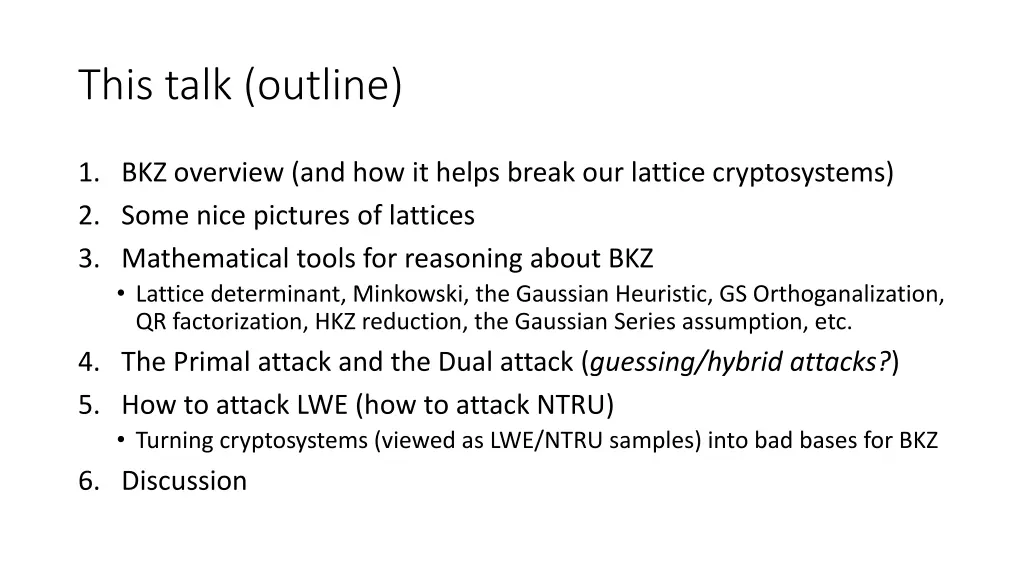 this talk outline
