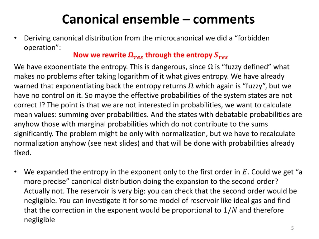 canonical ensemble comments