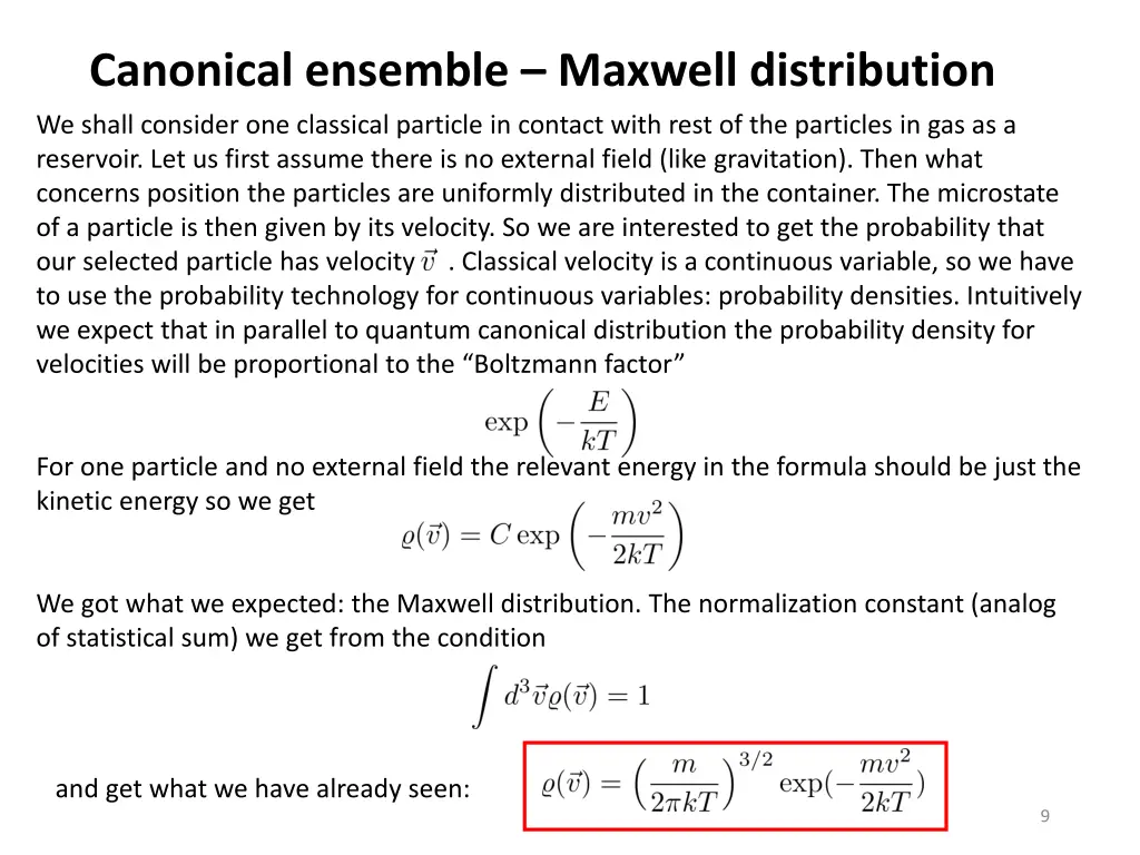 canonical ensemble maxwell distribution we shall