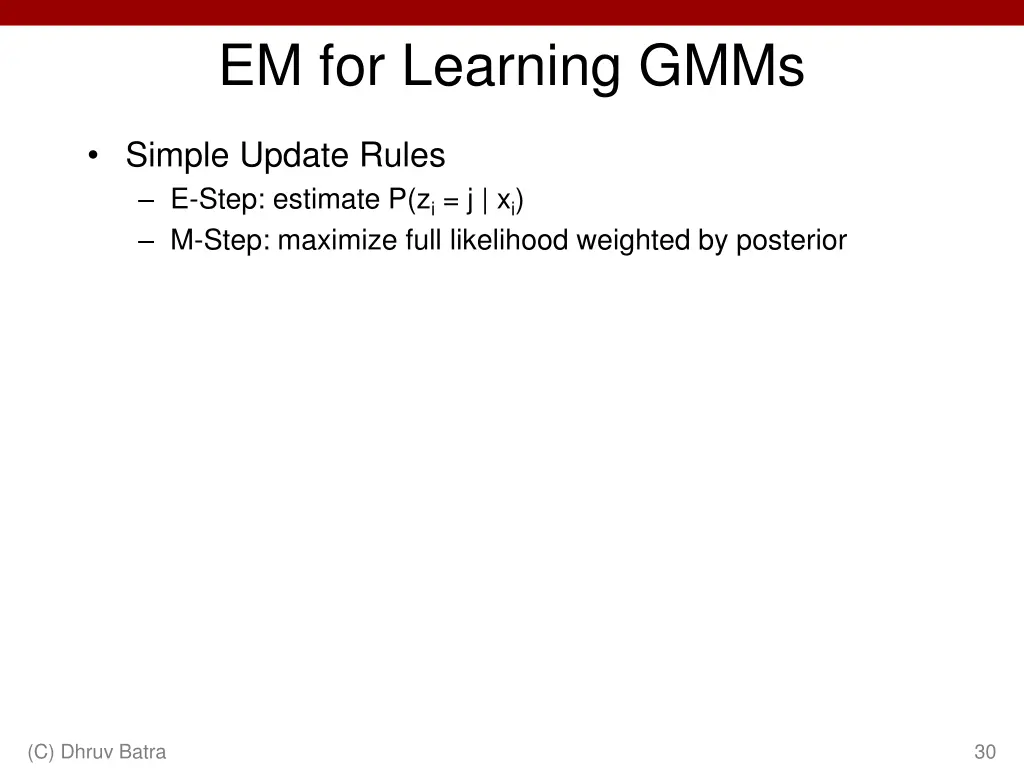 em for learning gmms