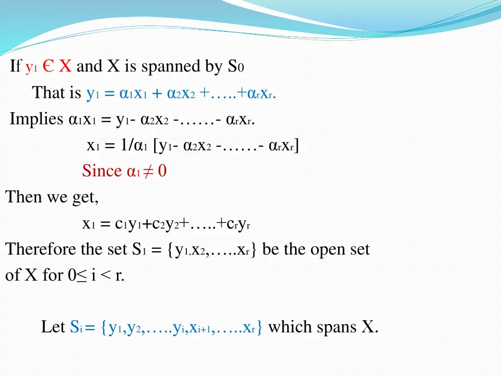 if y 1 x and x is spanned by s 0 that