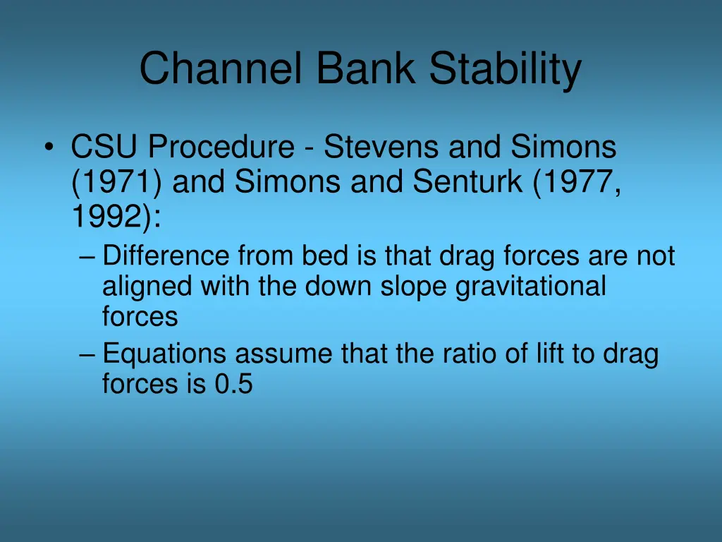 channel bank stability