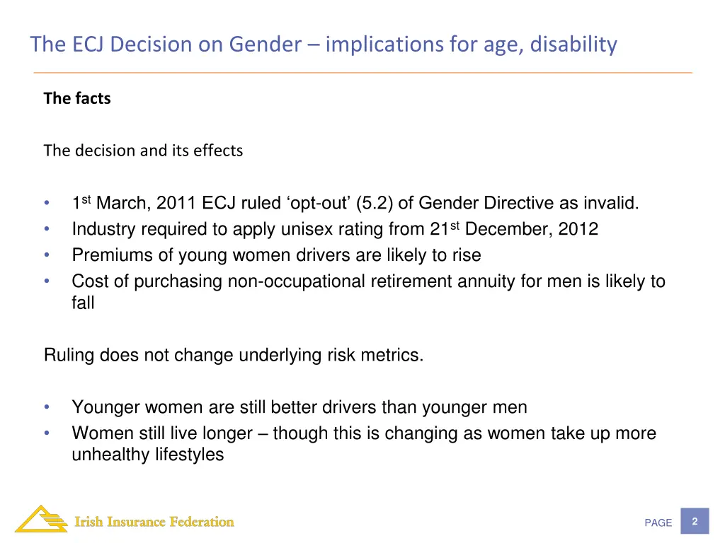 the ecj decision on gender implications