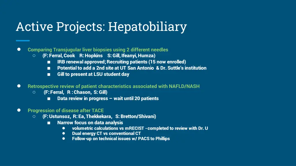 active projects hepatobiliary