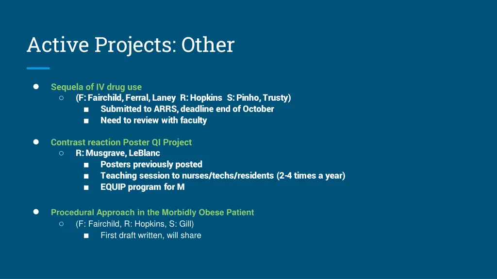 active projects other