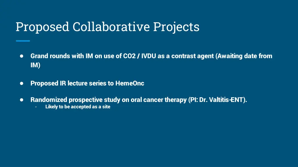 proposed collaborative projects