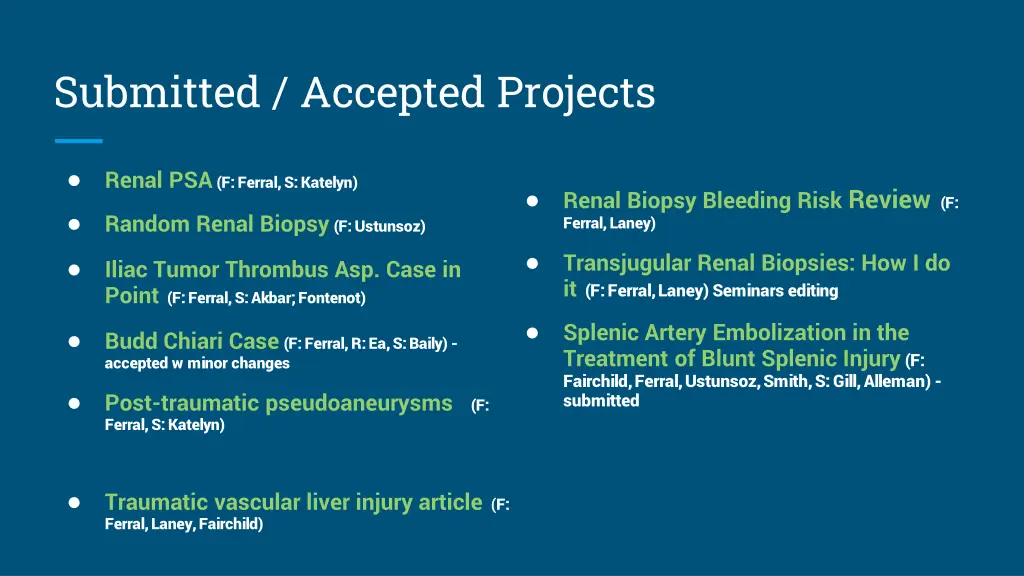 submitted accepted projects