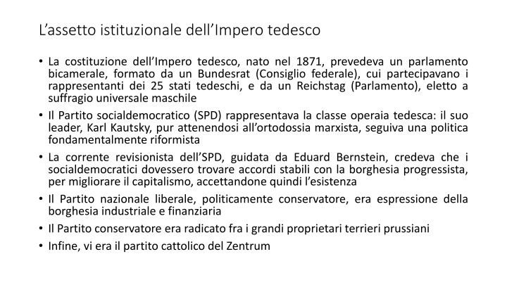 l assetto istituzionale dell impero tedesco
