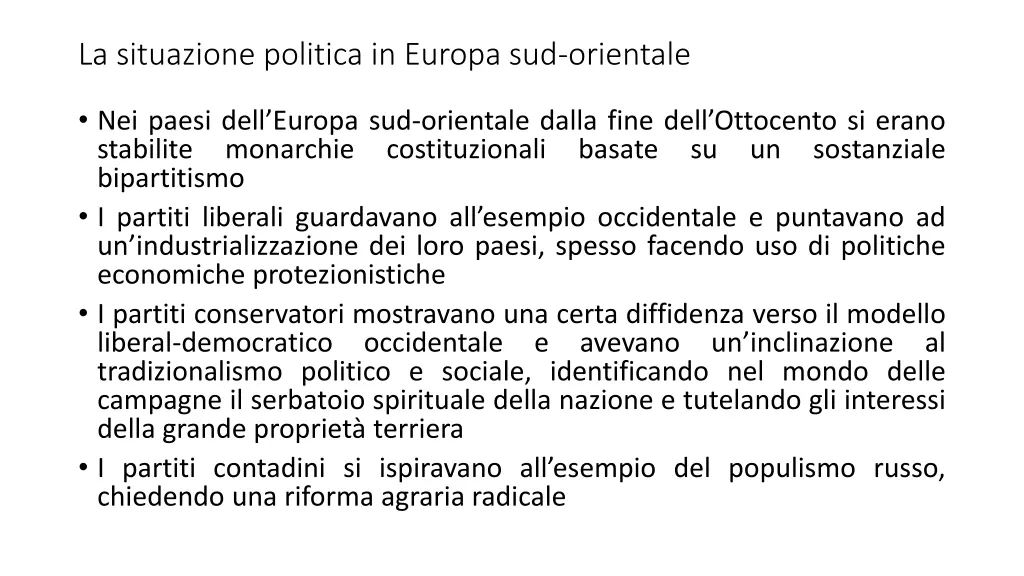 la situazione politica in europa sud orientale