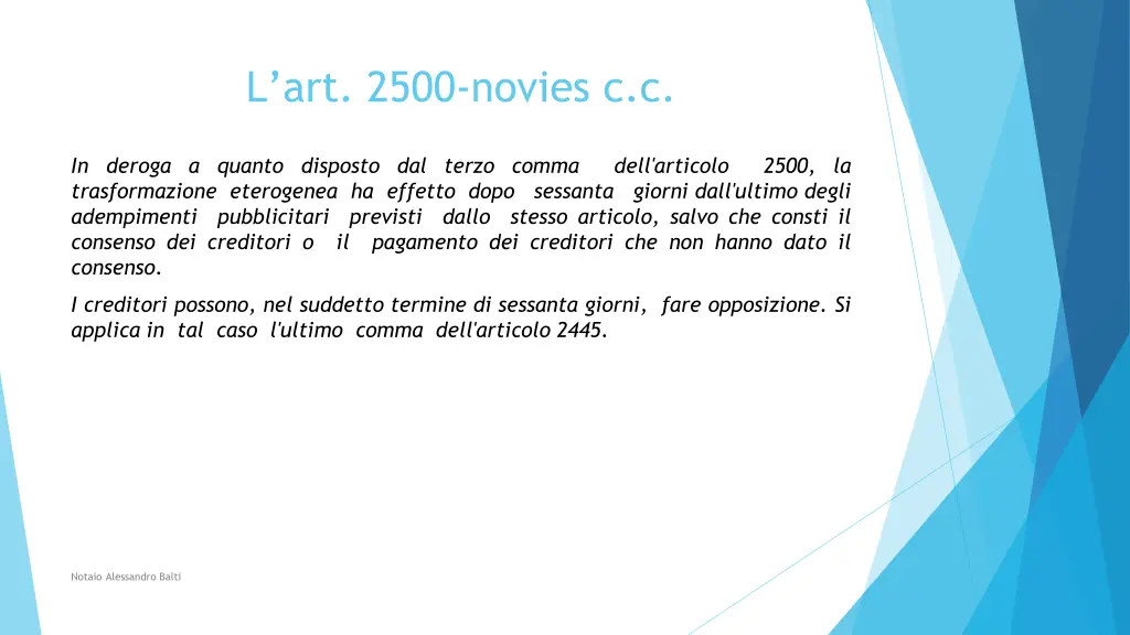 l art 2500 novies c c