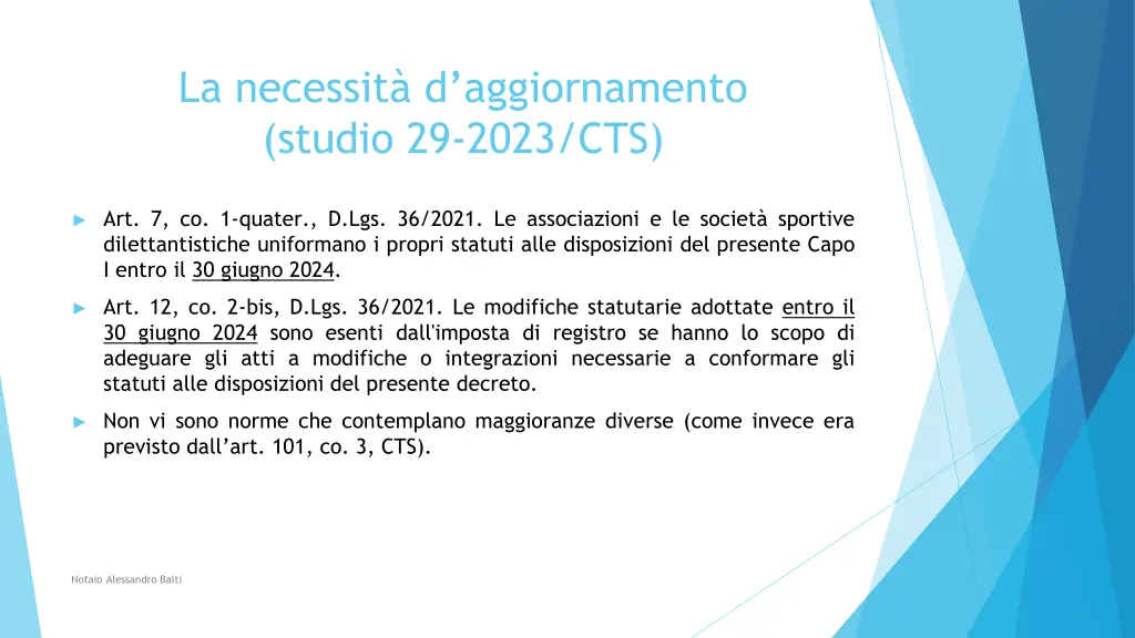la necessit d aggiornamento studio 29 2023 cts