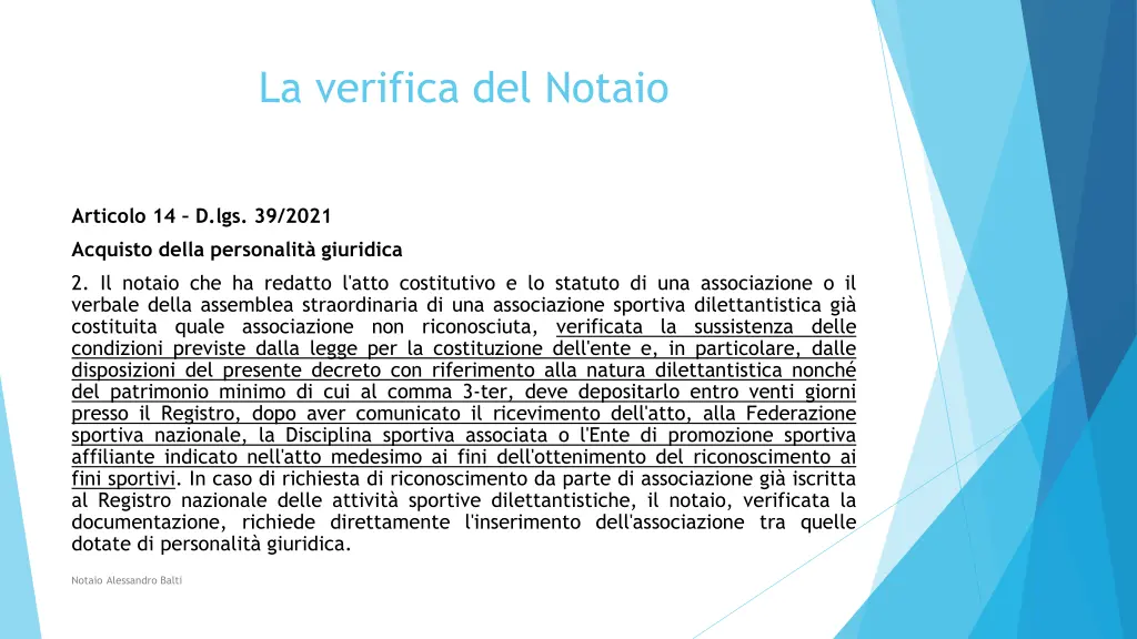 la verifica del notaio