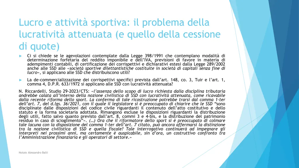 lucro e attivit sportiva il problema della