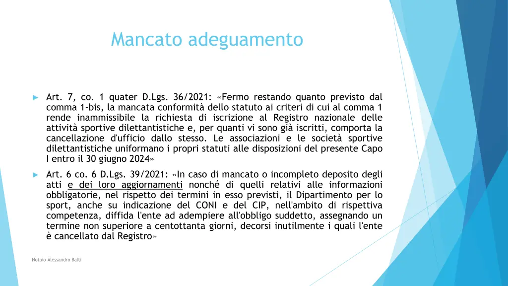 mancato adeguamento