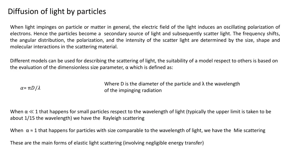 diffusion of light by particles