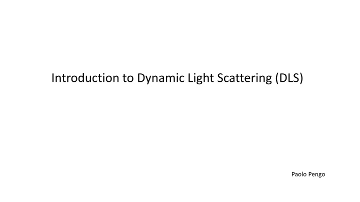 introduction to dynamic light scattering dls