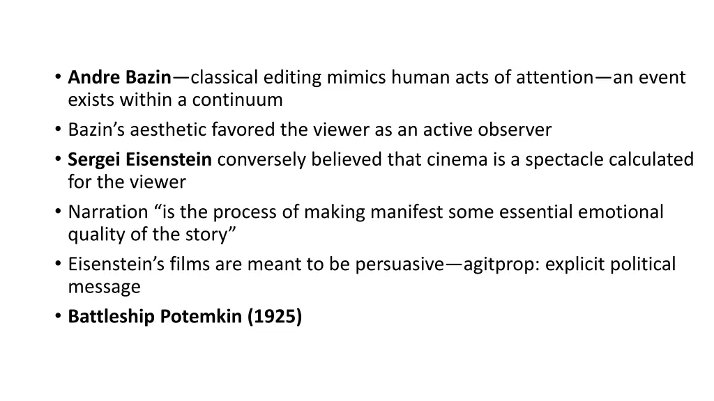 andre bazin classical editing mimics human acts