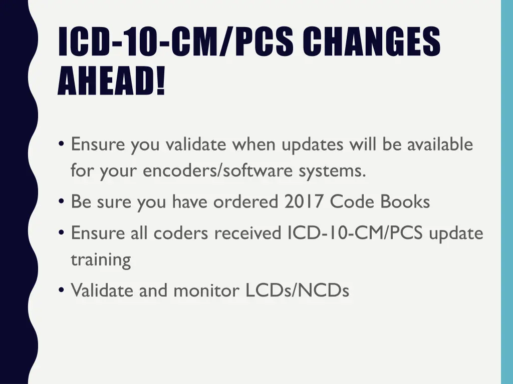 icd 10 cm pcs changes ahead