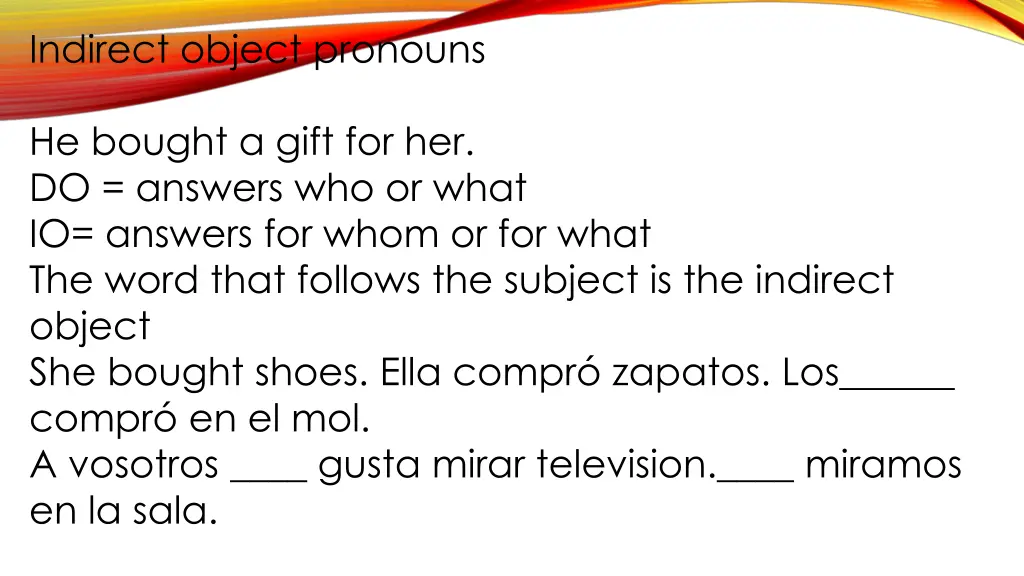 indirect object pronouns