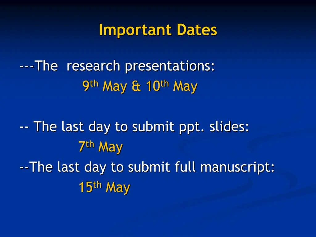 important dates