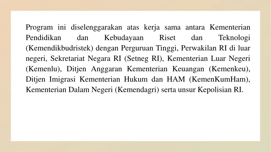 program ini diselenggarakan atas kerja sama