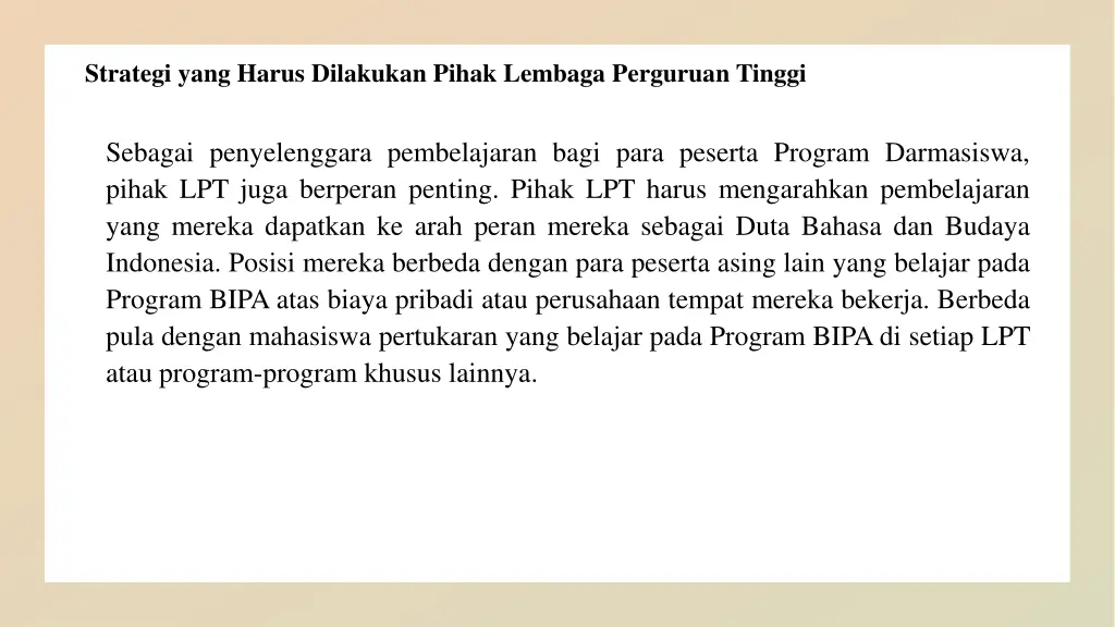 strategi yang harus dilakukan pihak lembaga