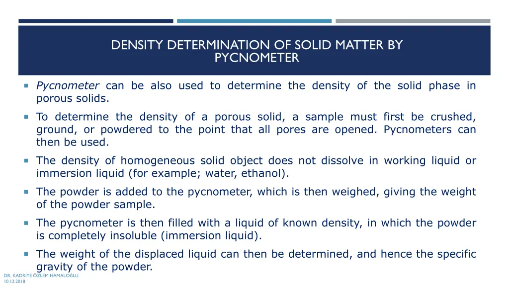 density determination of solid matter