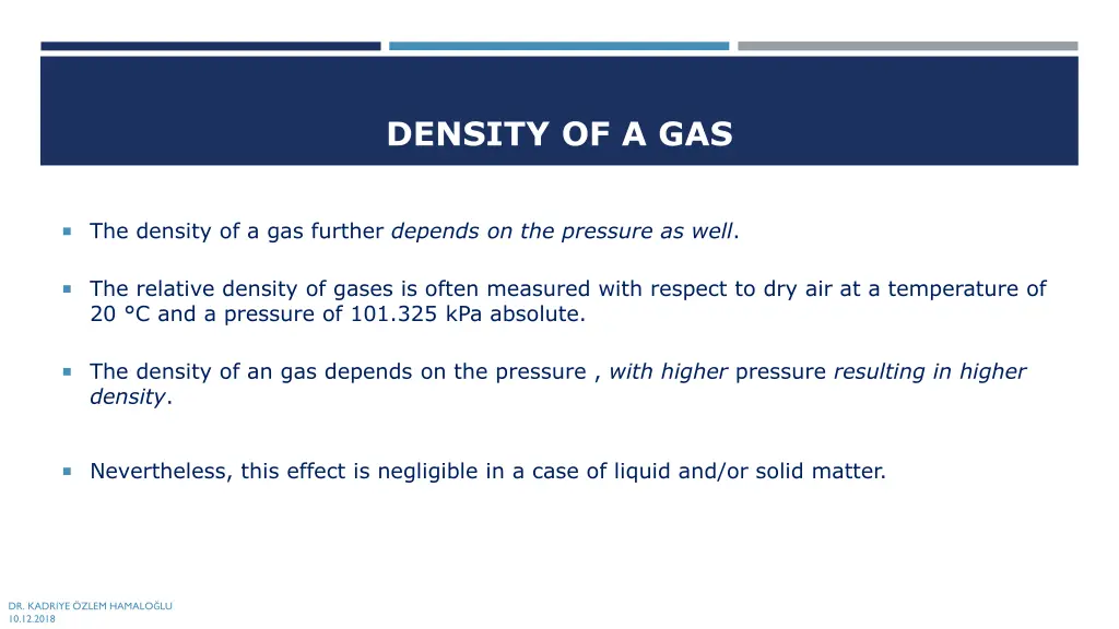 density of a gas