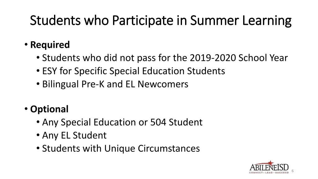 students who participate in summer learning