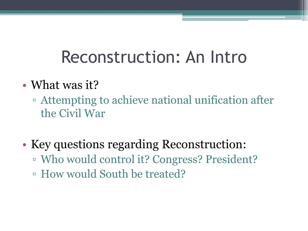 reconstruction an intro