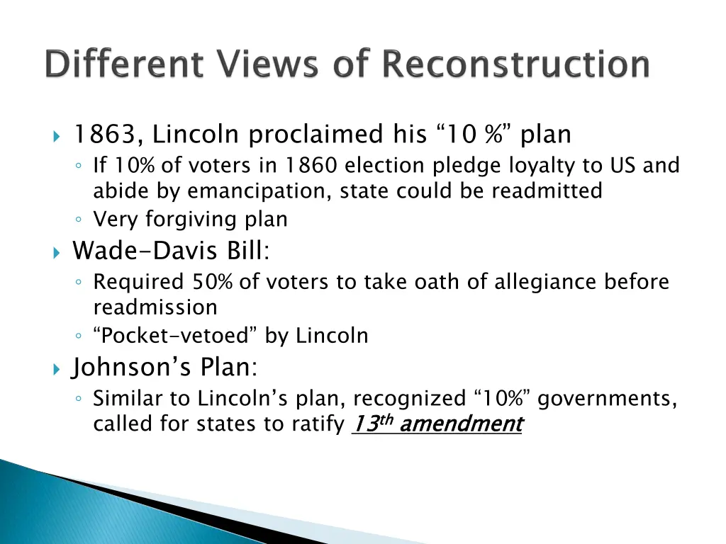 1863 lincoln proclaimed his 10 plan
