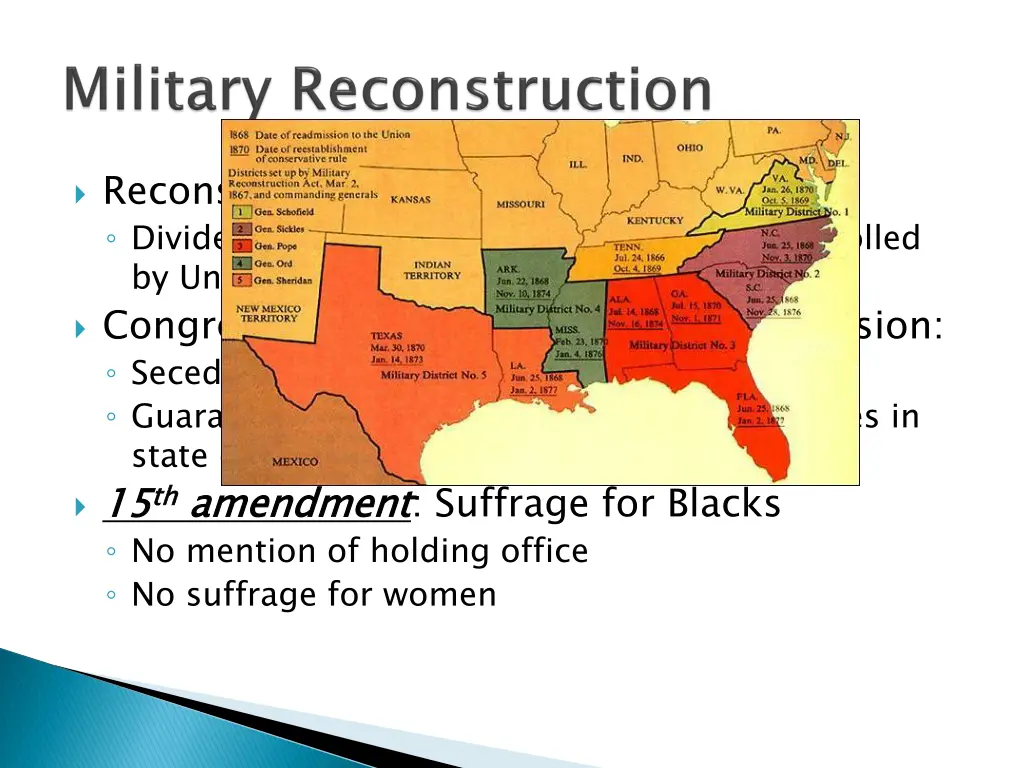 reconstruction act march 2 1867 divided the south