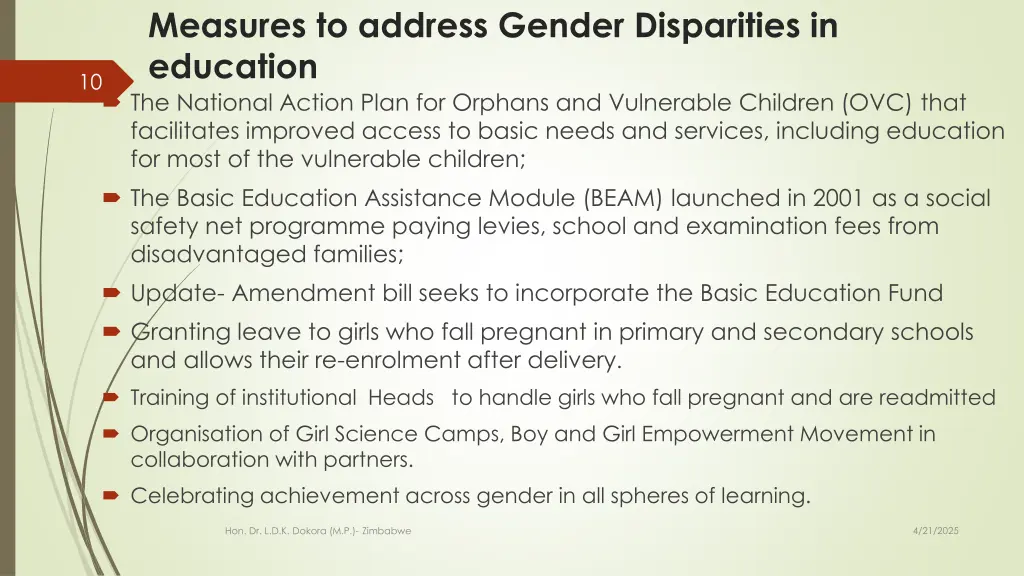 measures to address gender disparities