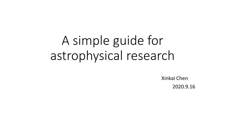 a simple guide for astrophysical research