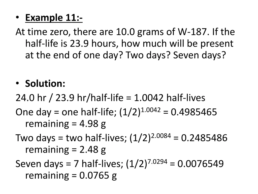 example 11 at time zero there are 10 0 grams